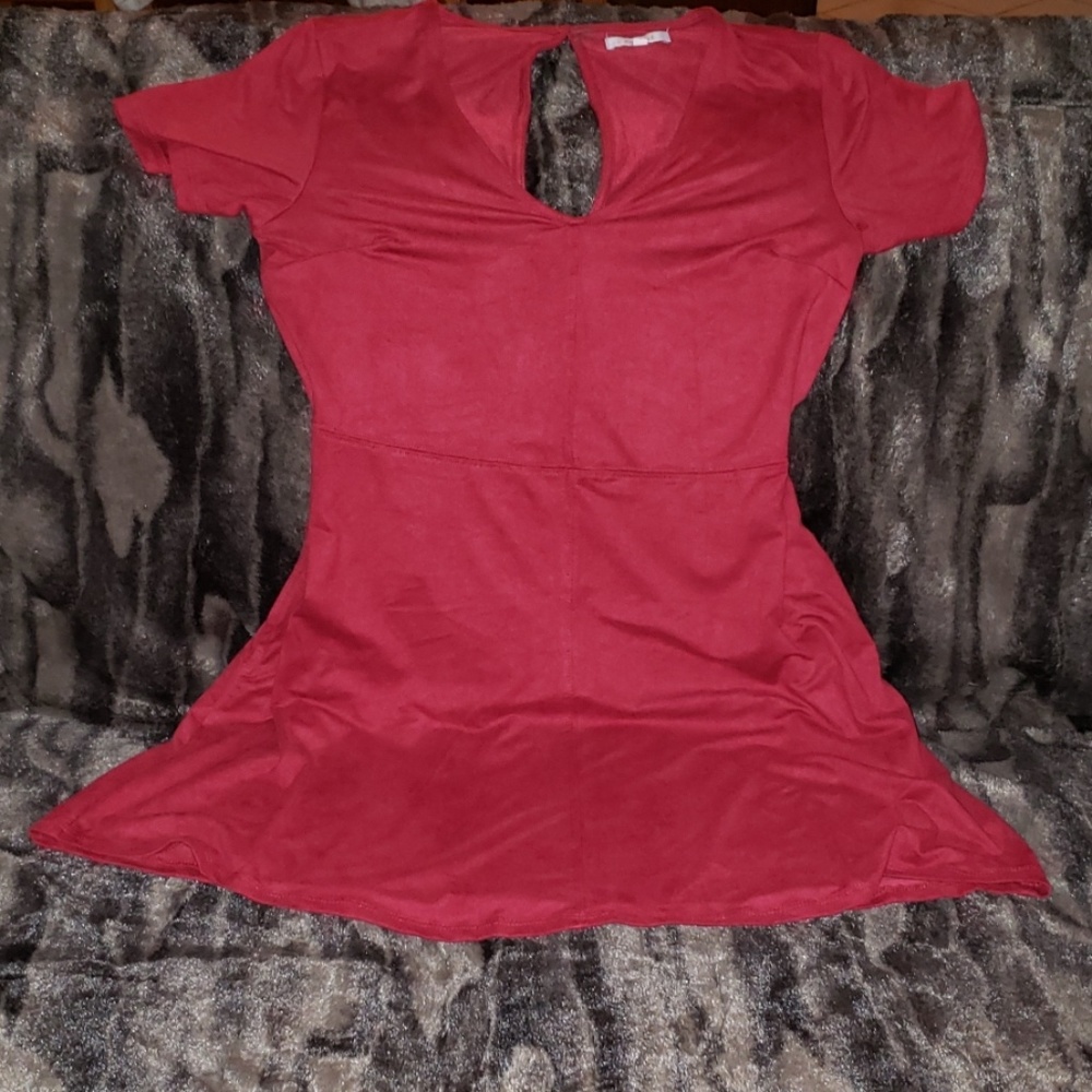 Faux suede a-line dress